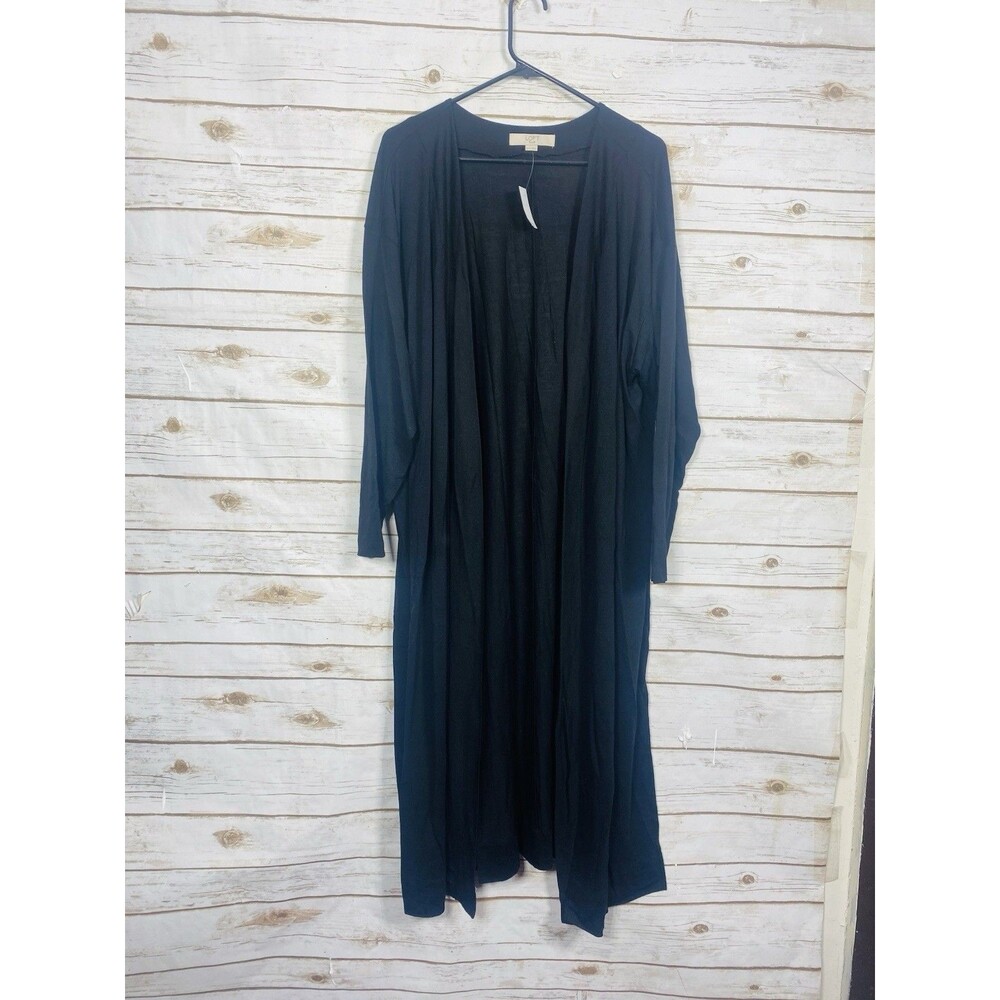 LOFT Women's Open Front Cardigan Duster Navy Black 3X Plus‎